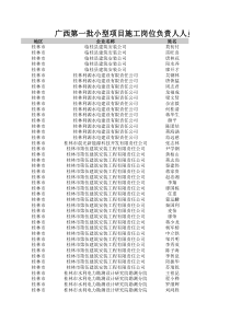 广西第一批小型项目施工岗位负责人人员名单