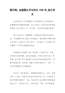 2021年想不到，会是那么平凡作文字初三作文