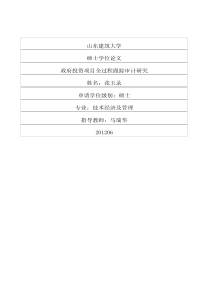 政府投资项目全过程跟踪审计研究