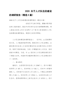 2020关于人才队伍的建设的调研报告（精选5篇）