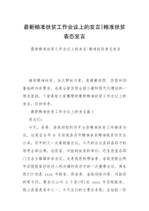 最新精准扶贫工作会议上的发言-精准扶贫表态发言