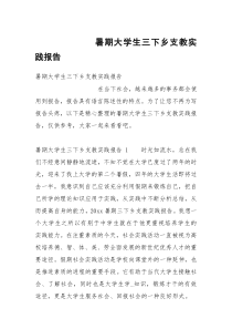 暑期大学生三下乡支教实践报告