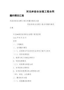 河沿岸综合治理工程合同履约情况汇报