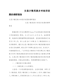 文县少数民族乡村经济发展的调研报告