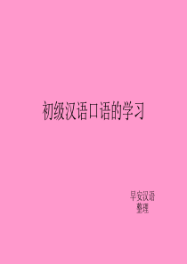 初级汉语口语的学习