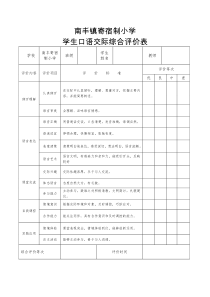 学生口语交际综合评价表