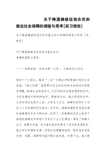 关于梅溪镇被征地农民和就业社会保障的调查与思考[实习报告]