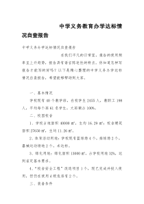 中学义务教育办学达标情况自查报告