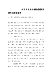 关于民主集中制执行情况的自我检查报告