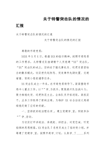 关于特警突击队的情况的汇报