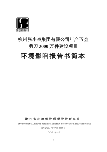 杭州张小泉集团有限公司简本doc-海宁市电镀集聚区项目