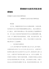 景德镇市当前民间投资调研报告