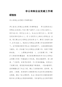 非公有制企业党建工作调研报告