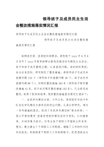 领导班子及成员民主生活会整改措施落实情况汇报