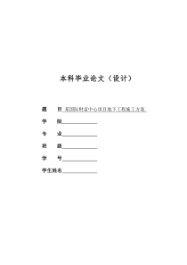 某国际财富中心项目地下工程施工方案