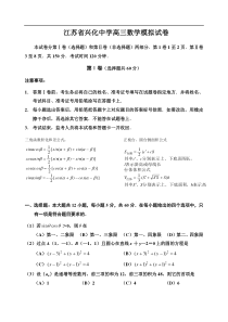 江苏省兴化中学高三数学模拟试卷