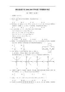 湖北省咸宁市04-05年下学期高二期末考试数学(附答案)