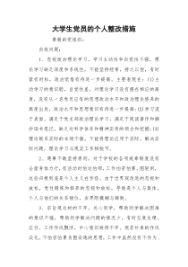 大学生党员的个人整改措施