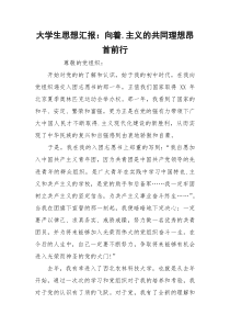 大学生思想汇报：向着.主义的共同理想昂首前行