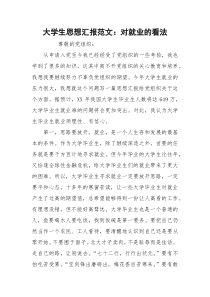 大学生思想汇报范文：对就业的看法