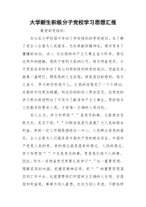 大学新生积极分子党校学习思想汇报