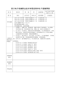 三优秀学生干部申请表