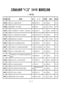 江西省社会科学“十二五”(XXXX年)规划项目立项表