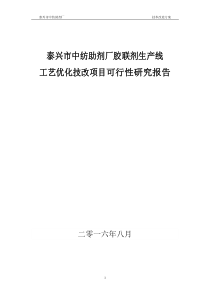 泰兴市中纺助剂厂胶联剂工艺优化技改项目可行性报告(最终稿)