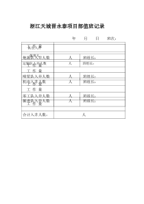 浙江天城晋永泰项目部值班记录