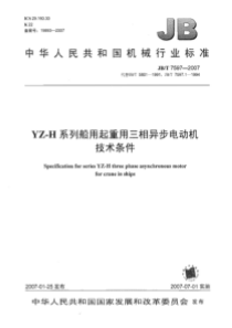 JBT 7597-2007 YZ-H系列船用起重用三相异步电动机技术条件