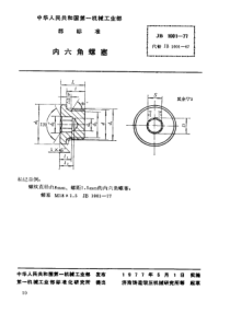 JB-T 1001-1977 内六角螺塞