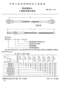 HB 7387.3-1996 钢丝绳接头 Ⅰ型收压接头组件