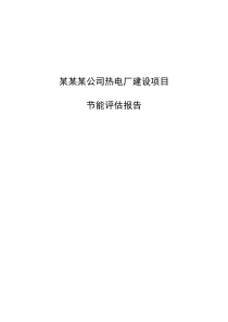 热电联产项目节能评估报告