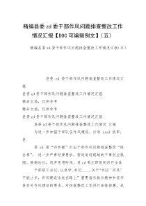 精编县委zd委干部作风问题排查整改工作情况汇报【DOC可编辑例文】（五）