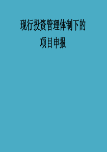 现行投资管理体制下的项目申报