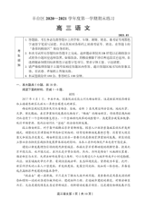 北京市丰台区2020-2021学年第一学期期末考试高三语文试题(含答案解析)