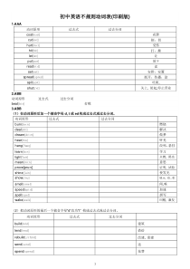 初中英语不规则动词听写表