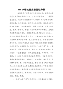 XXX水管站党支部党性分析