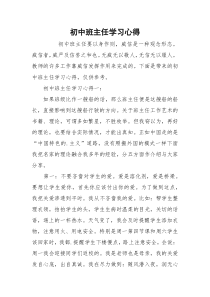 初中班主任学习心得