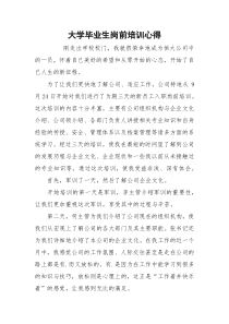 大学毕业生岗前培训心得