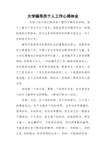 大学辅导员个人工作心得体会