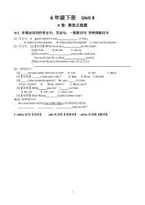 译林版六年级英语下册第四单元考点精练