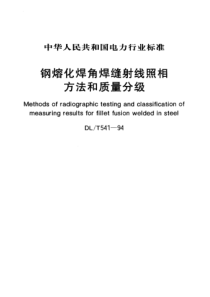 DLT 541-1994 钢熔化焊角焊缝射线照相方法和质量分级