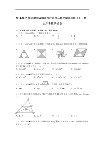 2014-2015年马坪中学九年级下第一次月考数学试卷及答案解析