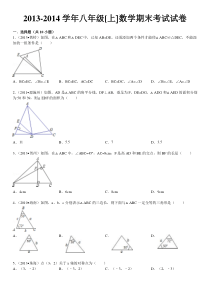 2013-2014学年初二上数学期末考试试卷及答案解析