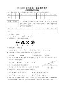 2013八年级上册期末数学试卷