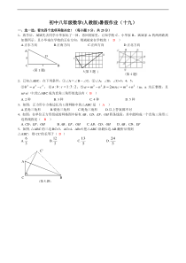 八年级数学暑假作业(十九)含答案