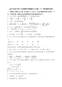 潮州市湘桥区2017-2018学年八年级下期末考试数学试卷(含解析)