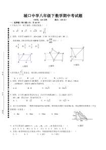 城口中学八年级下数学期中考试题