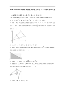 滁州市天长市2017届九年级上期末数学试卷含答案解析